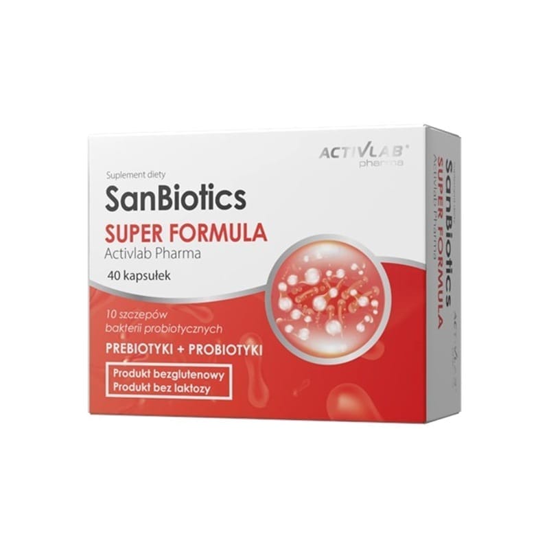 Комплекс от 10 бактериални щама SanBiotics Super Formula Activlab Pharma (40 капсули)