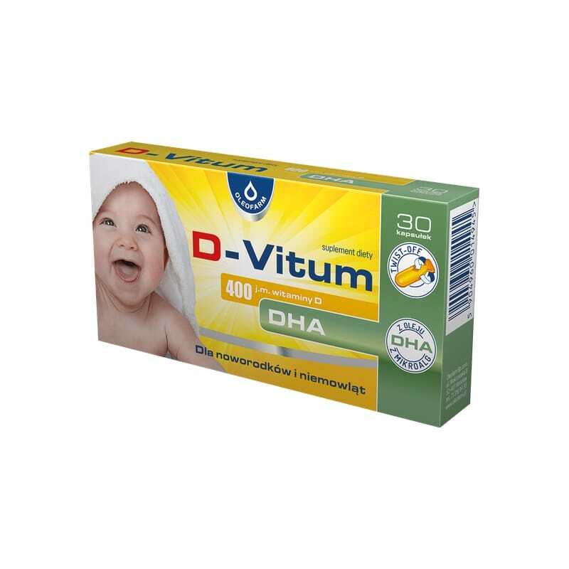 Витамин D3 400 IU и DHA за кърмачета и деца D-Vitum Oleofarm (30 twist-off капсули)