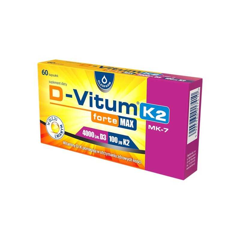 Витамин D3 4000 IU и K2 MK-7 D-Vitum Forte Max Oleofarm (60 капсули)