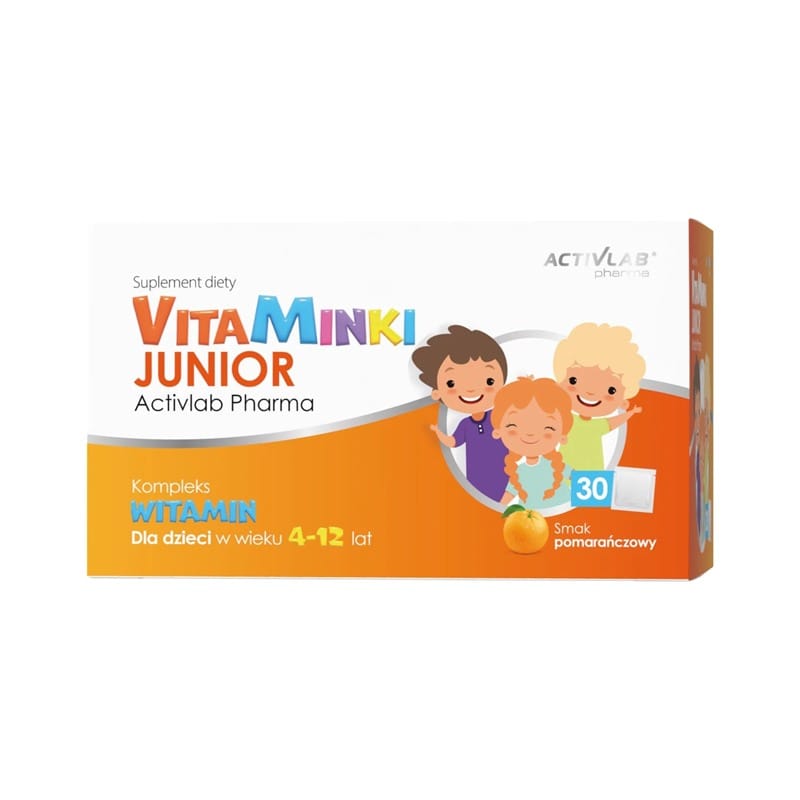 Витамини за деца – VitaMinki Junior Activlab, вкус портокал (30 сашета x 3 g)