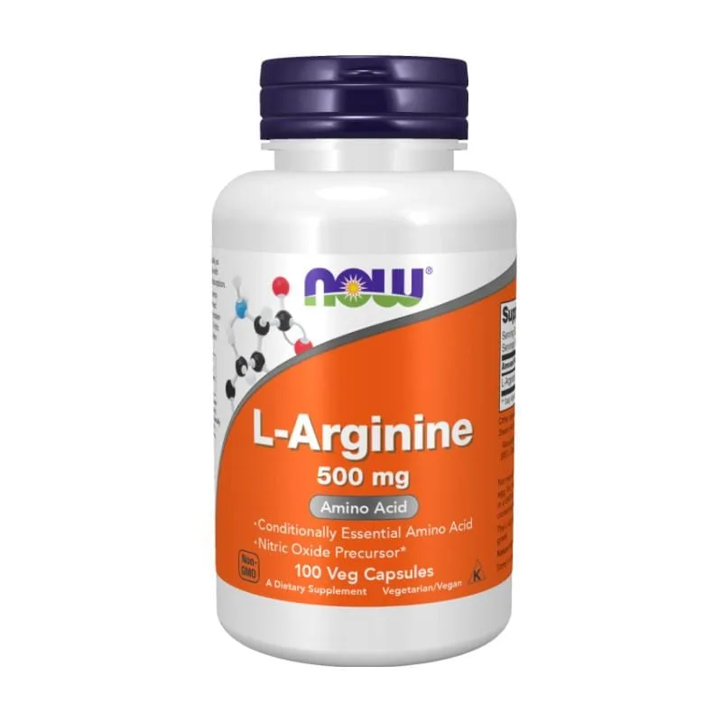 L-аргинин NOW, 500 mg (100 капсули)