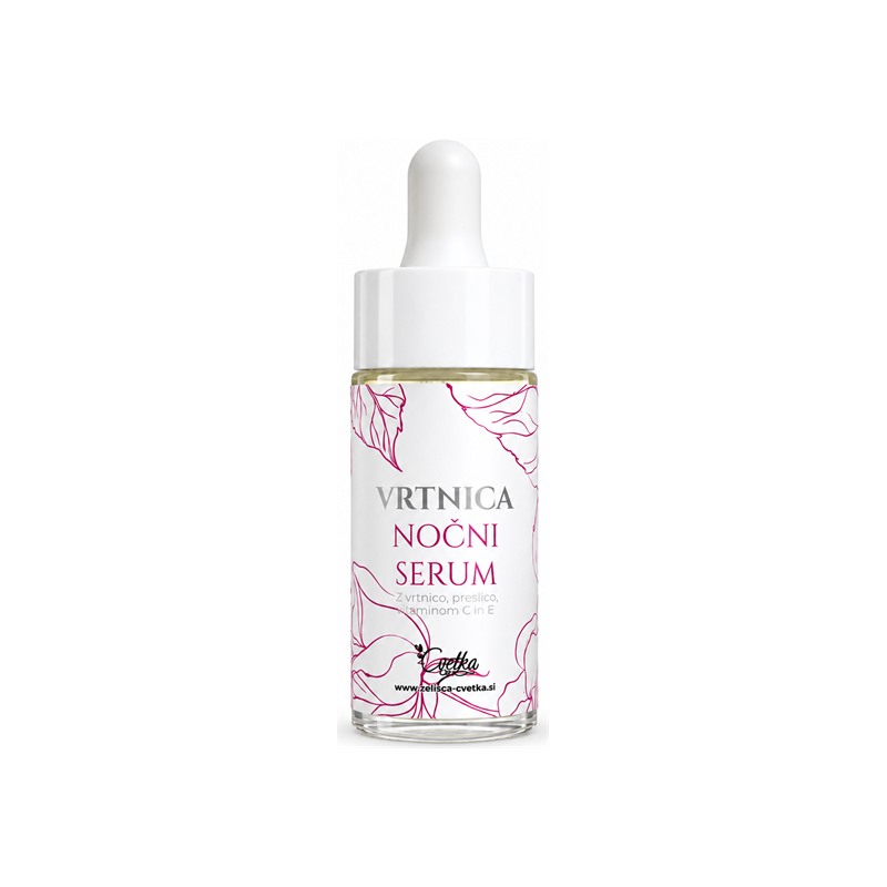 Подмладяващ нощен серум за лице с роза Cvetka (15 ml)