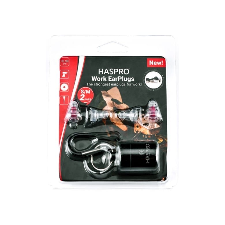 Тапи за уши за работа – прозрачни, силиконови Work Haspro (2 чифта, S/M)