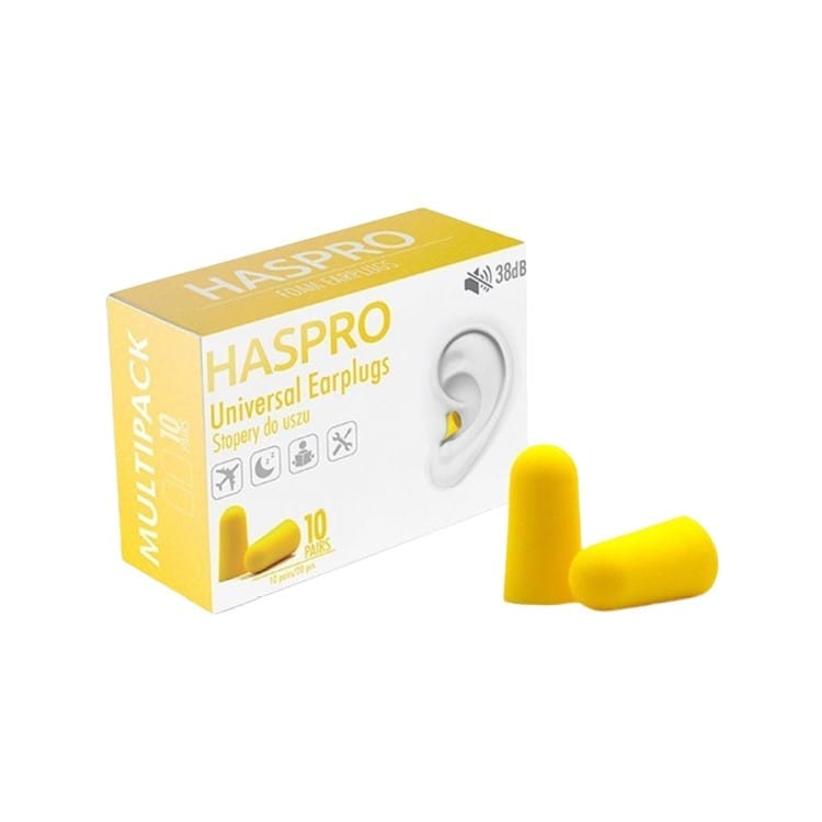 Тапи за уши от пяна Multi10 - жълт цвят Haspro (20 броя)