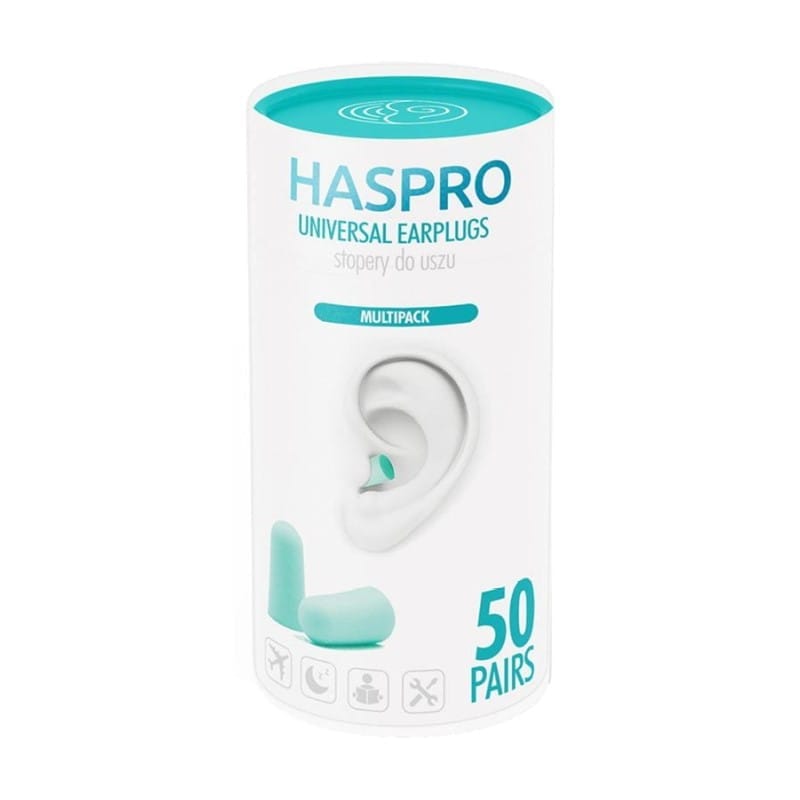 Тапи за уши от пяна Tube50 - ментов цвят, Haspro (100 броя)