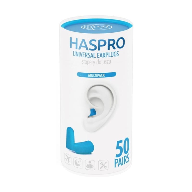 Тапи за уши от пяна Tube50 - син цвят, Haspro (100 броя)