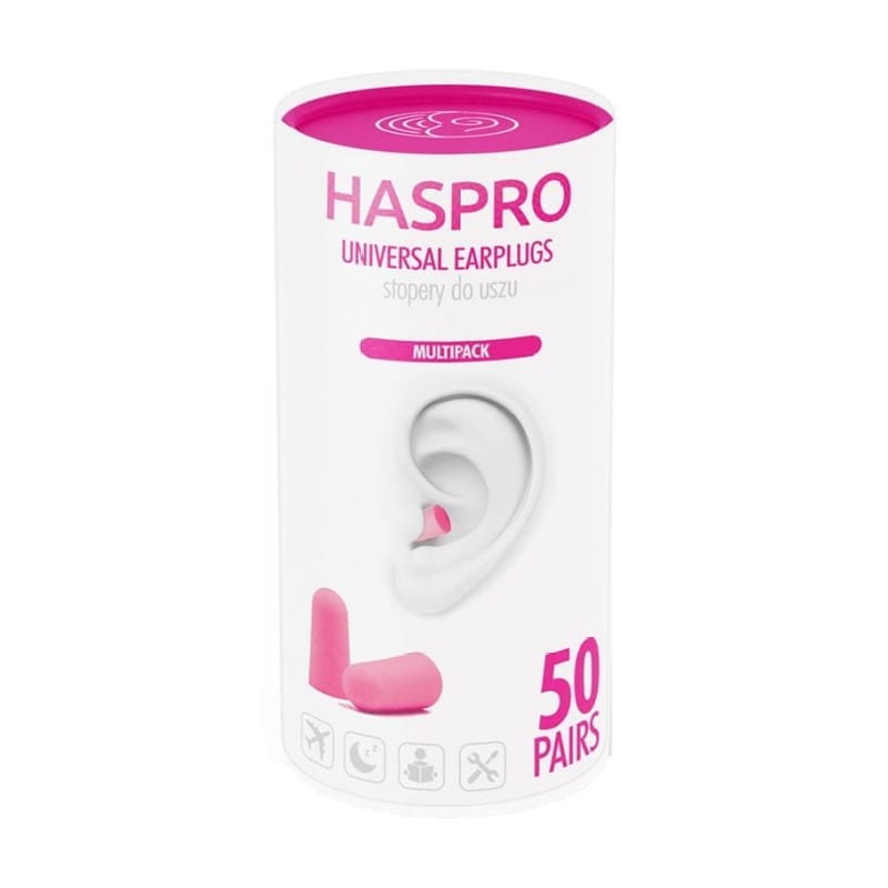Тапи за уши от пяна Tube50 - розов цвят, Haspro (100 броя)