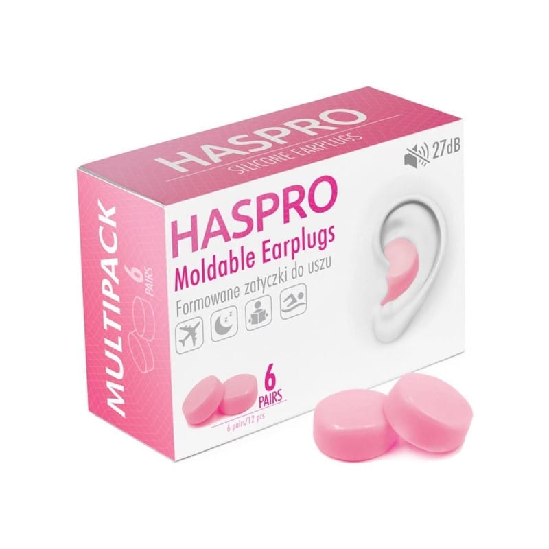 Силиконови тапи за уши Mold6 - розов цвят Haspro (12 броя)