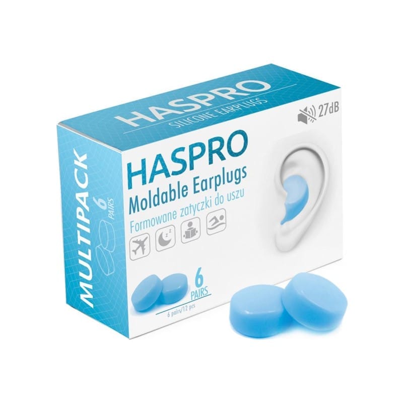 Силиконови тапи за уши Mold6 - син цвят Haspro (12 броя)
