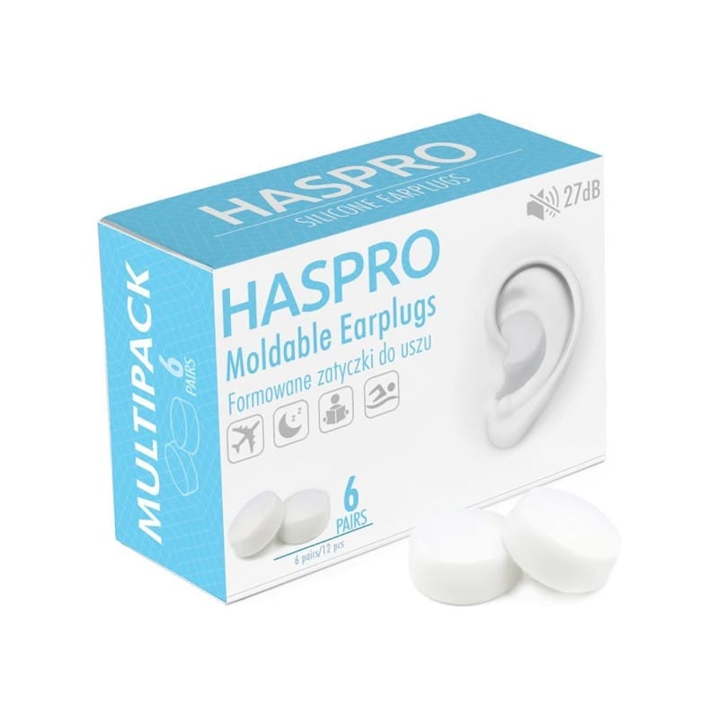 Силиконови тапи за уши Mold6 - бял цвят Haspro (12 броя)